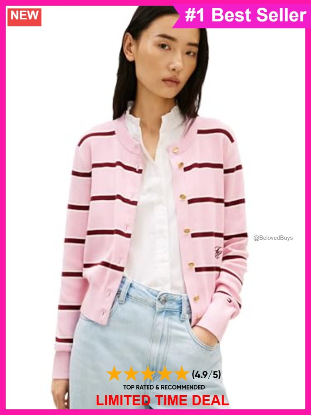 Cotton Crew Neck Cardigan Lightweight Button Down Knit Sweater